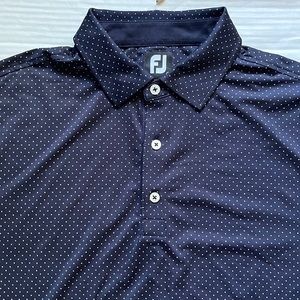 FootJoy Mens XL Black and White Polka Dot Short Sleeve Polo w/ Sleeve Logo